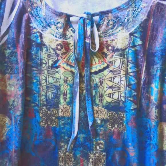 Vintage Suzie Women's 3/4 Sleeve Top Embellished - Picture 2 of 4